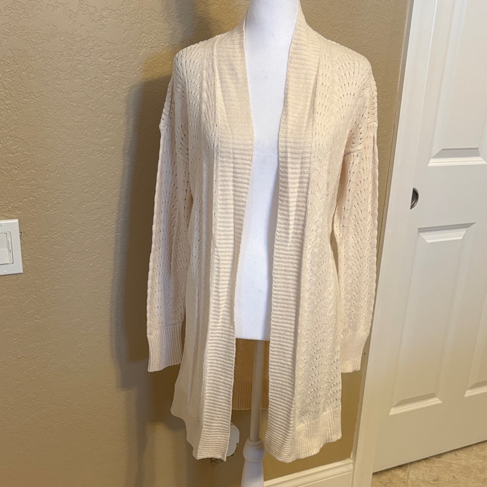 LOFT Cream Knit Cardigan, Size Small‎